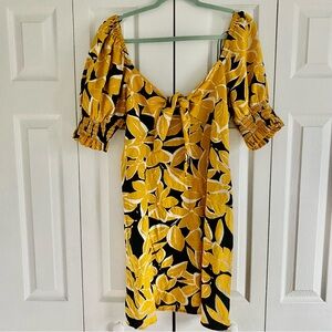 Who What Wear Women Large Floral Puff Mini Dress Romantic Resort